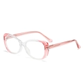 Rosa und transparente Katzenaugen-Blaulichtbrille mit kerneingesetzten Bügeln - C6 Rosa-Weiß-Rahmen Klare Linse