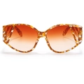 Cat eye sunglasses featuring tortoise frame and orange gradient lenses with hollow detail - Tortoise Snake Frame Gradient Orange Lens