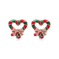Christmas heart earrings made of candy canes and a rose gold bow on white background - Heart Candy Cane
