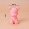 Pink bear cake topper decoration with matte finish for Valentine baking decor, size 6.5cm - Pink Plastic Violence Bear Ornament