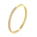 18K gold plated 925 silver bracelet featuring a row of sparkling inlaid gemstones - 14K Gold Plated Pave CZ Hinge Bangle 13.8g 48*55mm