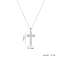 Silver titanium cross necklace with zircon stones, measuring 29mm height and 16.3mm width - Silver Diamond Studded Cross (1582)