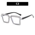 C2 variant square TR90 glasses with 2D cartoon style white frame and black outlines - White with Black Outline