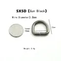 Metall D-Ring in Gun Black, 3,8mm Draht und 15mm Innendurchmesser für Taschenzubehör - 5x5D (Innen 15mm) / Gunmetal