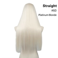Straight platinum blonde #60 synthetic hair extension shown on a mannequin back view - 24 inch / Platinum Blonde