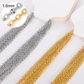 Detailed view of 1.6mm stainless steel DIY necklace chains in gold and silver finish - Gold / 1.6mm Link Chain (38+7cm)