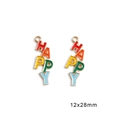 Ciondolo HAPPY colorato in lega per gioielli fai-da-te, dimensioni 12x28mm - HAPPY