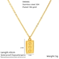 Détails du collier à pendentif rectangulaire plaqué or 18k en acier inoxydable 304 - Style Rectangulaire Étoilé (SN068G)