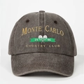 Cappellino da baseball grigio scuro lavato con ricamo tennis Monte Carlo Country Club 1996 - Taglia unica / caffè