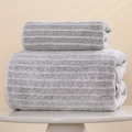 Gray striped coral fleece towel set with soft microfiber texture for home or gym - Narrow Stripe Style / Towel (35*75cm) / Gray