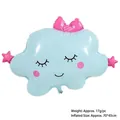 Palloncino a nuvola azzurra sorridente con fiocco rosa e stella per feste di compleanno - Blu