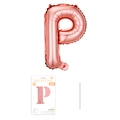 Roségoldener Buchstabe P Folienballon mit Verpackung und Strohhalm für die Partydeko - Buchstabe P / Roségold