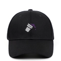 Gorra de béisbol de algodón negro con detalle bordado de copa de helado morada - Ajustable / Negro