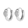 Silver huggie hoop earrings with sparkling crystal-encrusted heart charms - Heart Rhinestone Style (X877)