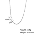 Silver stainless steel necklace with letter U pendant and detailed product dimensions - Letter U