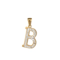 Pendentif lettre B en acier inoxydable doré orné de pavés de cristaux brillants - Lettre B