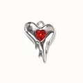 Melting heart alloy pendant with red glass rhinestone and silver metallic finish - Red (Silver Stem)