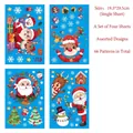 Detail view showing 4 sheets of Christmas window stickers with Santa and reindeer patterns - Y Set (4 Sheets)