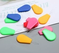 Colorful plastic needle threader tools for sewing machines in blue, yellow and pink - Pear Shape Threader-Mixed Colors