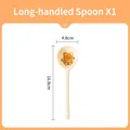 Detail of a cute cartoon bear long-handle ceramic spoon measuring 16.8cm long and 4.8cm wide - Cute Little Bear / 16.8cm Twisted Spoon