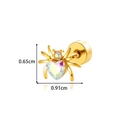Gold spider screw back earring with heart-shaped AB rhinestone and steel stud - Iridescent Heart-Shaped Spider (940-4# Gold)