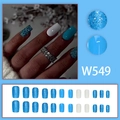 Set di 24 unghie finte blu glitterate e bianche in varie dimensioni per donne - Tipo di Colla