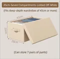 Cream-colored 7-compartment fabric storage box with lid for closet organization - 45cm with Lid - 7 Slots / Off-white