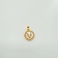 18k gold plated round butterfly pendant with white mother of pearl and zircon stones - Bird / Gold (White Shell)