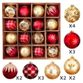 Set di 16 palline di Natale rosse e dorate con vari motivi in una confezione - Geometrico Rosso e Oro