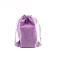 Purple velvet jewelry drawstring pouch for rings and necklaces on white background - Taro Purple