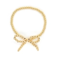 Elegante pulsera de cuentas en oro de 18 quilates con acabado de espejo pulido - Estilo B (Lazo 3D de Todas Cuentas Doradas)
