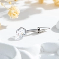 F136 titanium kraakbeenpiercing met zilveren halve maan en kristallen gefacetteerde bal - Wit