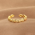 Gold-plated Evil Eye open ring featuring blue zircon and white diamonds on silk background - Evil Eye Sequence Style (Q-J085) / Gold