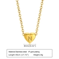 Gold stainless steel heart pendant necklace with engraved letter N on 45cm chain - 40+5cm / Gold - Letter N