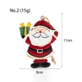 Pendentif Père Noël rétro peint à la main avec boîte cadeau verte pour sapin, 11x8cm - Père Noël et Boîtes Cadeaux