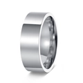 Wide polished stainless steel flat band ring with a mirror finish in silver color - 8mm Wide Silver / 6