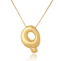 Detailed macro view of high-polished gold-plated letter Q pendant with subtle reflections - Q (D1013)