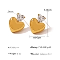Orecchini a cuore placcati in oro 18K in acciaio inossidabile con pietre di zircone - Orecchini a Bottone Piccoli-SE010244