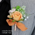 Handgefertigte orangefarbene Rosen-Ansteckblume mit Satinband für Bräutigam und Gäste - Orange