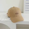 Detail of khaki cotton baseball cap showing brown 'good' patch and textured twill fabric - 51-55cm(3-8 Years) / Light Khaki