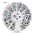 AB color heart nail rhinestones SP0001-17 in a round white rotary dispenser box - AB Heart Shaped Rhinestones (sp0001-17)