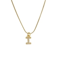 Classic 18k gold plated necklace featuring a micro-inlaid zircon letter I pendant - Letter I