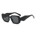 Chic black square frame sunglasses with glossy finish for UV protection and summer fashion - Black Frame Black Grey Lens