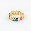 Anillo de eternidad bohemio dorado con circonitas de colores corte esmeralda - US 9 / Anillo de Arcoíris