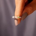 Anello in argento sterling S925 con fiori in smalto colorato e diamanti brillanti - Fiore Multicolore (Platino)