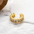 Ear cuff dorato con motivi a stella e fiori impreziosito da zirconi cubici luminosi - Stile Fila di Pietre Curva (3#)