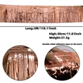 Rose gold 30x300cm tinsel fringe curtain with double-sided adhesive for party decor - Bright Rose Gold