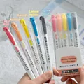 Five soft pastel highlighters set in coral, apricot, lemon, blue and grey colors - Warm Elegant Color 5pcs