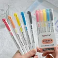 Five soft pastel highlighters set in coral, apricot, lemon, blue and grey colors - Warm Elegant Color 5pcs