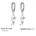 Silver hollow flower stainless steel hoop earrings for women with tulip charm detail - Steel Color Snow Lotus
